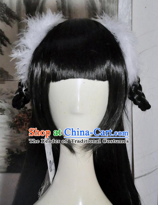 Chinese Fairy Long Wig Hair Extensions Real Wigs Toupee Full Lace Front Wigs Weave Pieces and Hair Jewelry for Women