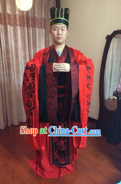 Traditional Chinese Wedding Bridegroom Dresses and Hat Complete Set