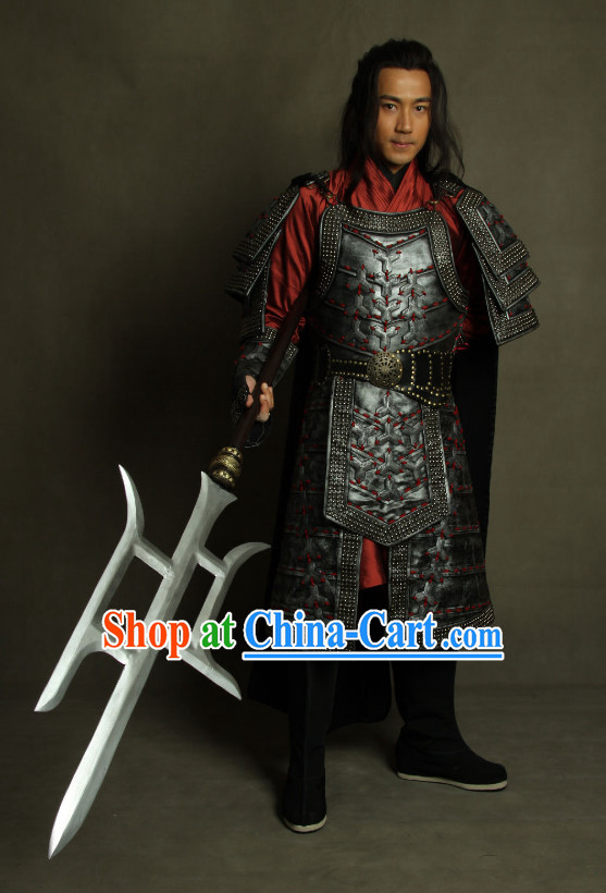 Ancient Chinese General Armor Helmet Costume Complete Set