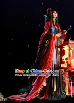 Chinese Traditional Princess Clothing and Hair Accessories Complete Set