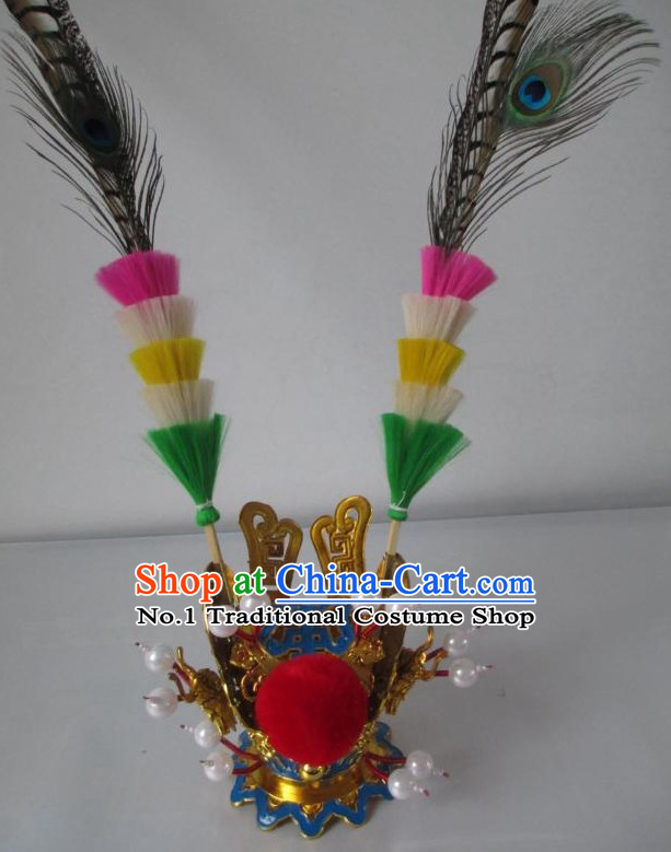 Monkey King Sun Wukong Headwear Coronet with Two Long Feathers