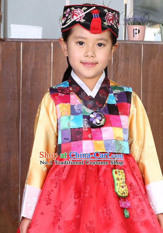 Top Korean Traditional Custom Made Birthday Hanbok Complete Set for Children