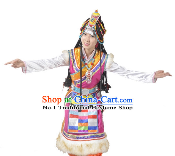 Chinese Tibetan Dancewear and Headwear for Women