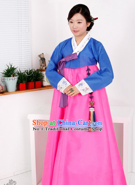 Top Korean Traditional Hanbok Birthday Ceremonial Clothing Complete Set for Women