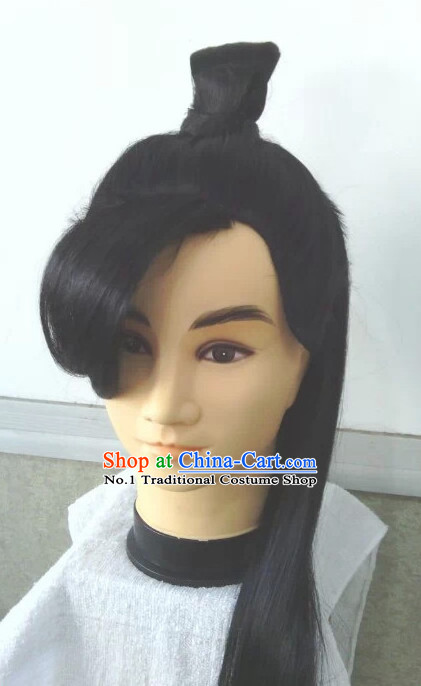 Long Black Chinese Swordsmen Wig