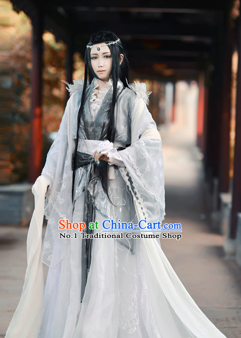 Asian Fashion Chinese Empress Cosplay Halloween Costumes and Hair Jewelry Complete Set for Women