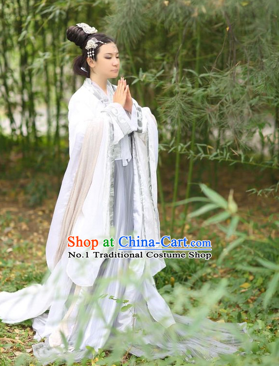 Asian Fashion Chinese Female Hanfu Clothing and Hair Jewelry Complete Set for Women