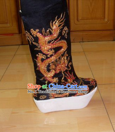 Handmade Chinese Traditional Dragon Embroidery Boots Footwear