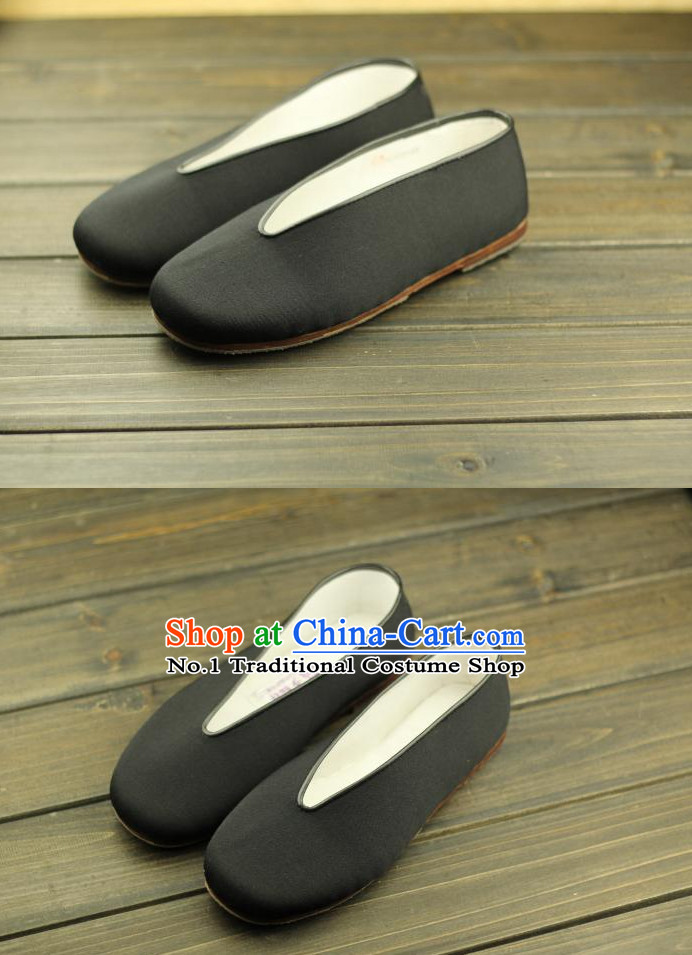 Black Handmade Chinese Traditional Fabric Shoes Footwear