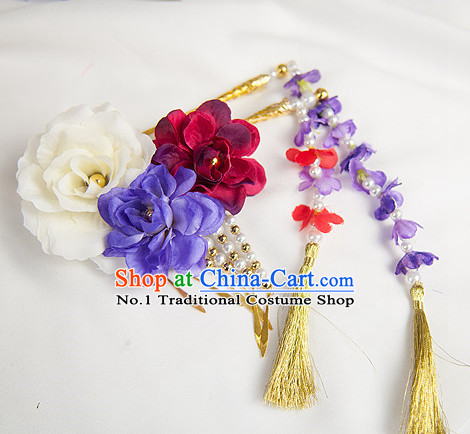 Chinese Traditional Flower Hair Fascinators Hair Slides Headpieces Hair Ornaments