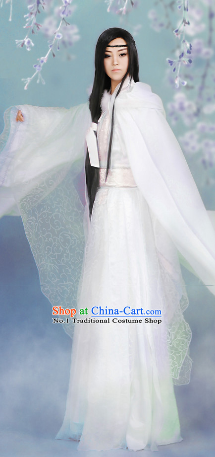 Asia Fashion Ancient China Culture Chinese White Hanfu Clothes for Men