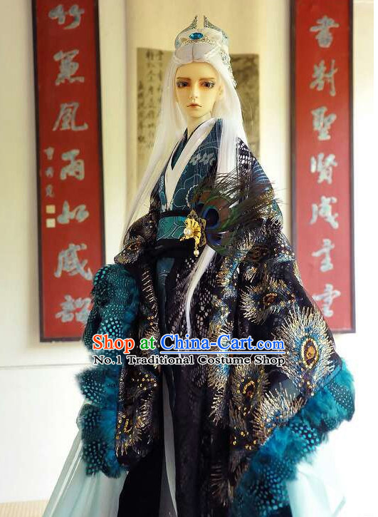 Chinese Traditional Prince Peacock Costumes and Hair Accessories