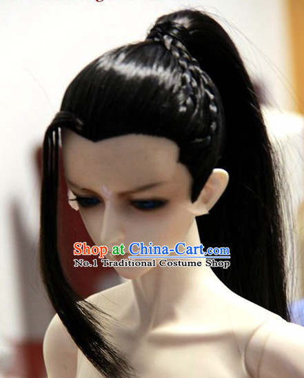 Black Chinese Traditional Costumes Long Wig