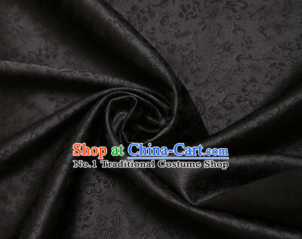 Black Chinese Traditional Dragon Brocade Fabric