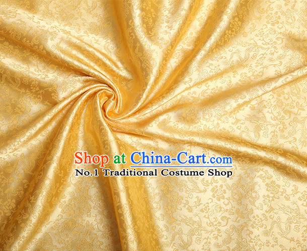 Yellow Chinese Traditional Dragon Brocade Fabric