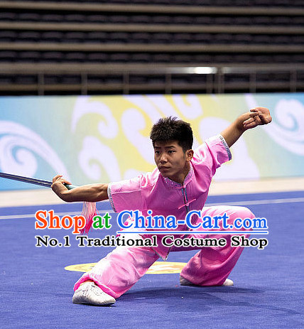 Top Pink Martial Arts Uniform Supplies Kung Fu Southern Swords Broadswords Competition Uniforms for Men