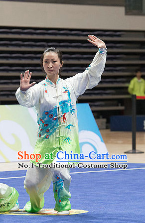 Top Peacock Embroidery Tai Chi Costumes Taijiquan Costume Aikido Chikung Tichi Uniforms Quigong Uniform Thaichi Martial Art Qi Gong Combat Clothing Competition Uniforms for Men