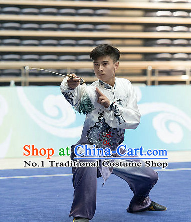 Top Embroidered Kimoni Taici Gradient Tai Chi Sword Championship Costumes Taijiquan Costume Aikido Chikung Tichi Swords Uniforms Quigong Uniform Thaichi Martial Arts Qi Gong Combat Clothing Competition Uniforms