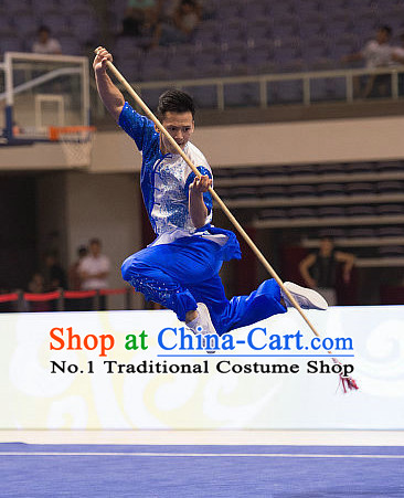 Top Shinning Kung Fu Stick Competition Uniforms Kungfu Training Suit Kung Fu Clothing Kung Fu Movies Costumes Wing Chun Costume Shaolin Martial Arts Clothes for Men