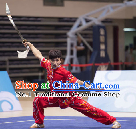 Top Embroidered Dragon Kung Fu Broadsword Uniforms Martial Arts Training Uniform Gongfu Clothing Wing Chun Costume Shaolin Clothes Karate Suit for Men
