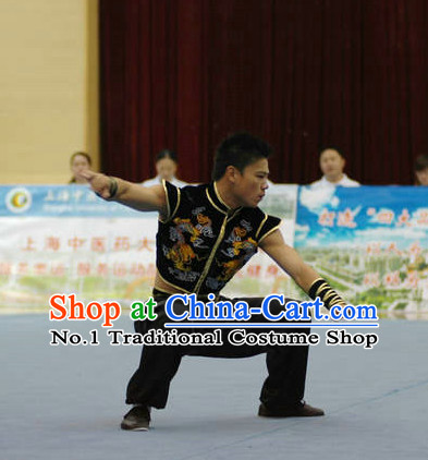 Top Black Chinese Southern Fist Kung Fu Uniform Martial Arts Uniforms Kungfu Suits Competition Costumes Complete Set