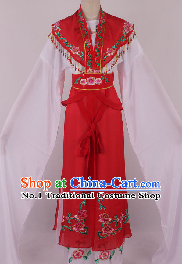 Chinese Beijing Opera Peking Opera Hua Tan Long Water Sleeve Dance Costumes Complete Set for Kids
