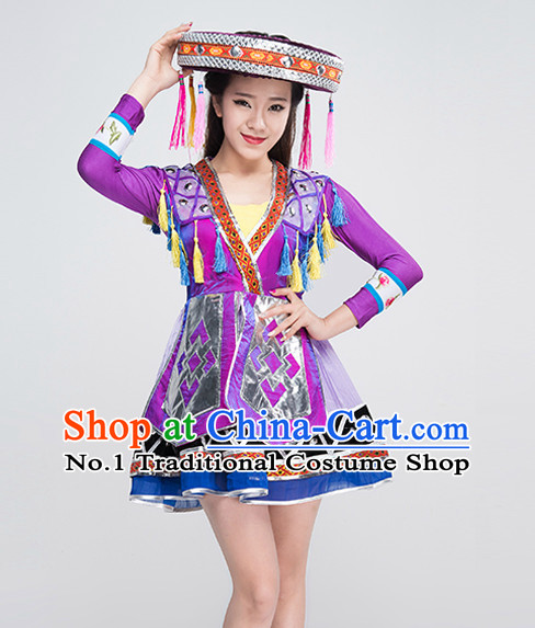 Traditional Chinese Female Ethnic Dance Costumes for Competition