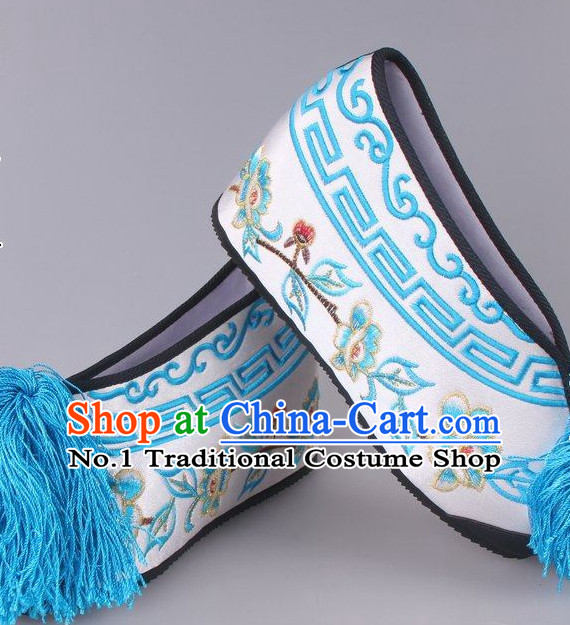 Chinese Beijing Opera Hua Dan Hua Tan Embroidered Flower Shoes for Women