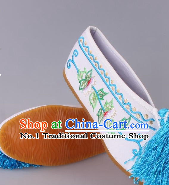 Chinese Beijing Opera Hua Dan Hua Tan Embroidered Flower Shoes for Women