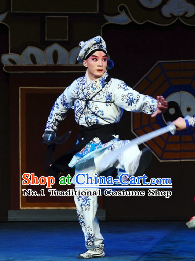 Asian Chinese Beijing Opera Peking Opera Wu Sheng Costumes and Hat Complete Set for Men