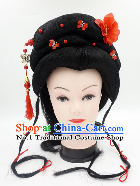 Chinese Traditional Opera Long Wigs and Hair Accessories for Women