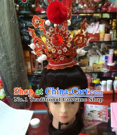 Top Traditional Chinese Peking Opera Theatrical Costumes Jia Baoyu Coronet and Black Long Wigs