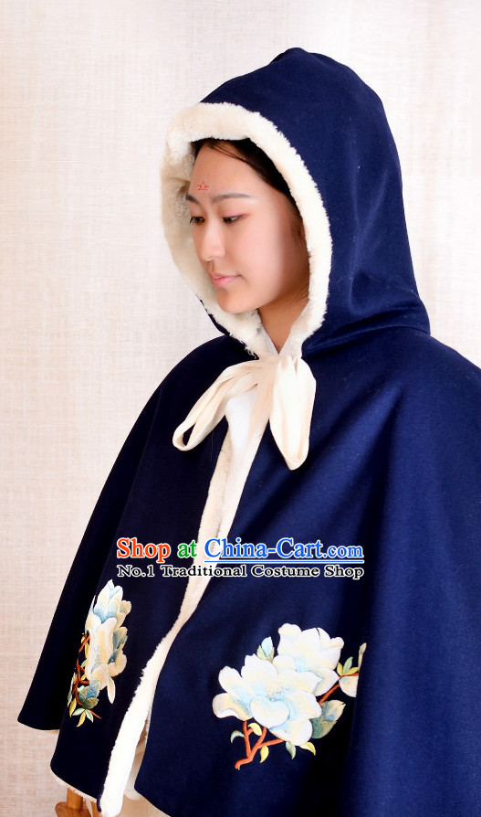 Chinese Hanfu Blue Mantle for Women