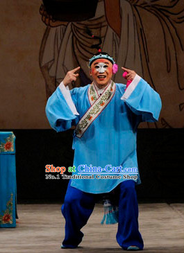 Chinese Beijing Opera Clown Costumes and Hat Complete Set for Men