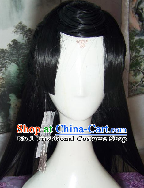 Chinese Style Black Long Wig for Men