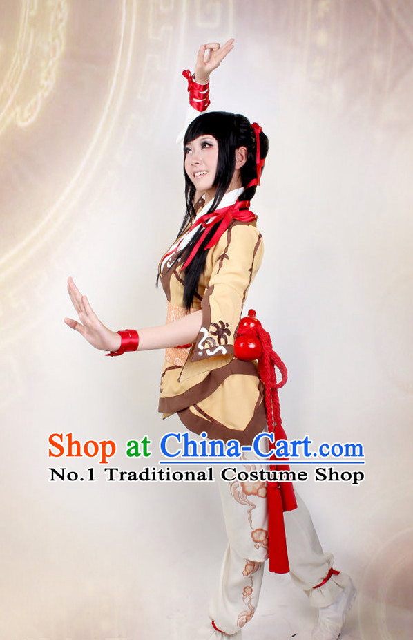 Asia Fashion Top Chinese Superhero Swordswoman Cosplay Halloween Costumes Complete Set