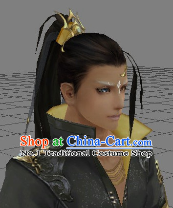 Chinese Wu Xia Drama Cosplay Long Black Wigs for Men