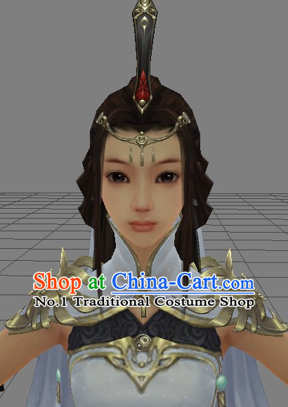 Chinese Wu Xia Drama Swordswoman Cosplay Long Black Wigs for Women