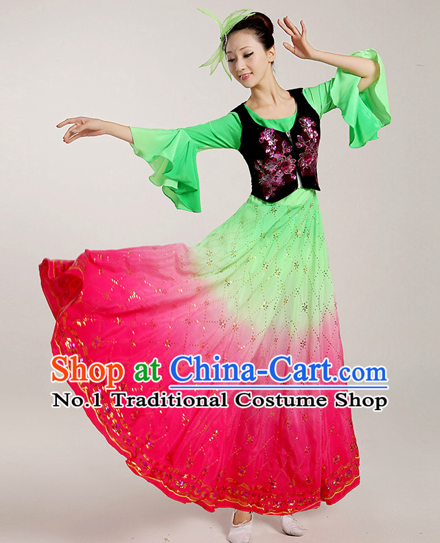 Chinese Folk Dancing Costume Complete Set for Women