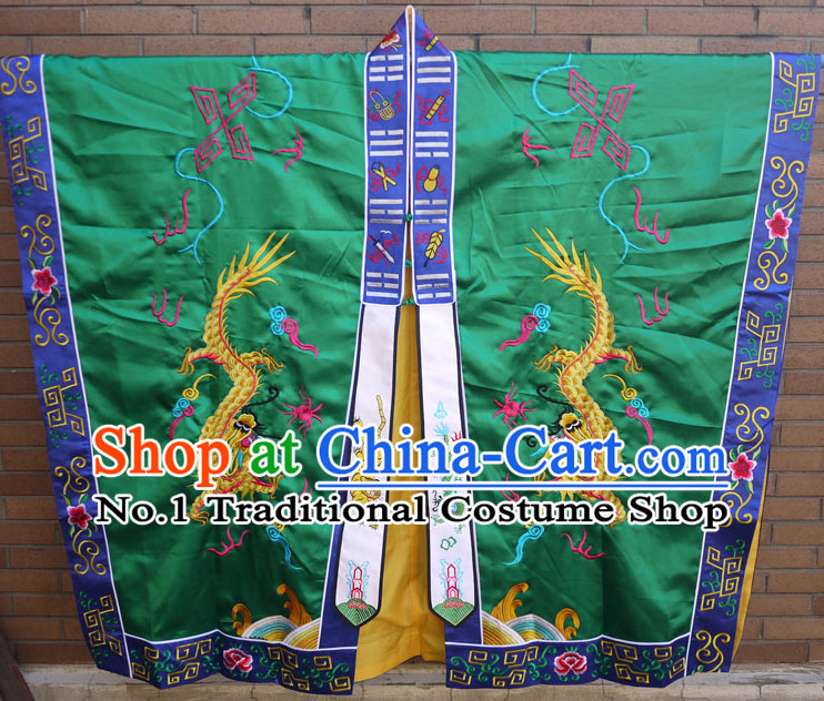 China Green Wudang Mountain Taoist Robe Complete Set for Men