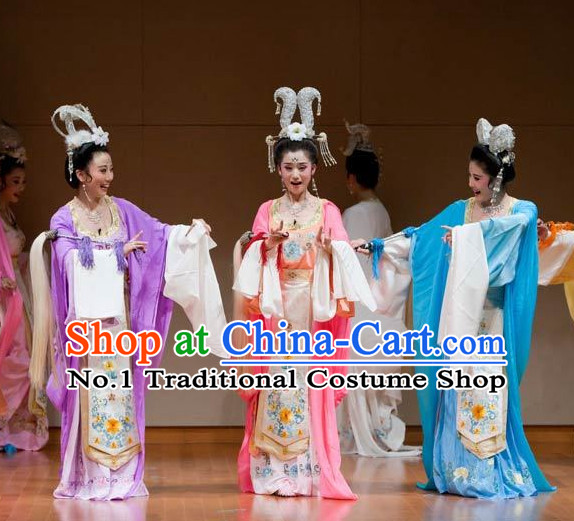 Asian Chinese Traditional Dress Theatrical Costumes Ancient Chinese Clothing Opera Fairy Costumes for Women 3 Sets