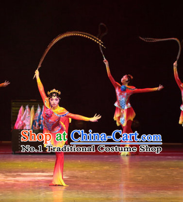 Chinese Opera Stage Dancewear Costumes and Hair Accessories Complete Set for Women