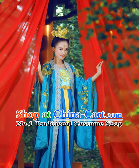 Chinese Traditional Fairy Costumes Classical Dancing Costumes and Coronet Complete Set for Women