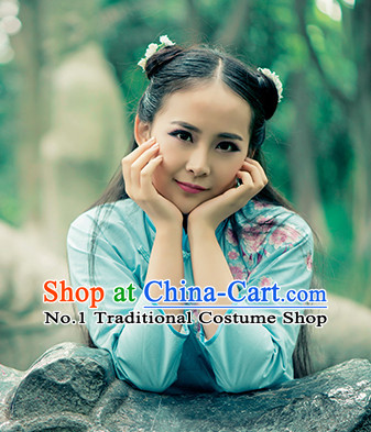 Chinese Traditional Blue Mandarin Clothes for Women