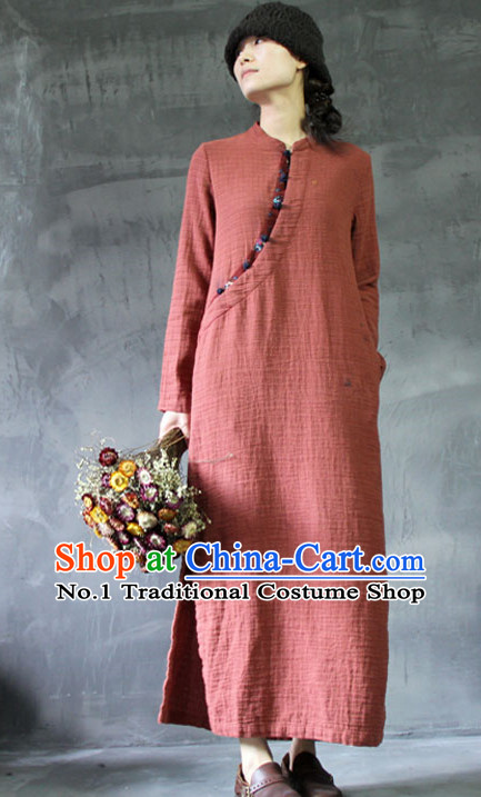 Chinese Traditional Mandarin Long Robe Clothes for Women