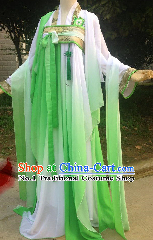 Grass Green Ancient Chinese Clothing Complete Set for Women