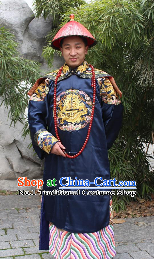 Chinese Ancient Royal Official Costumes and Hat Complete Set for Men