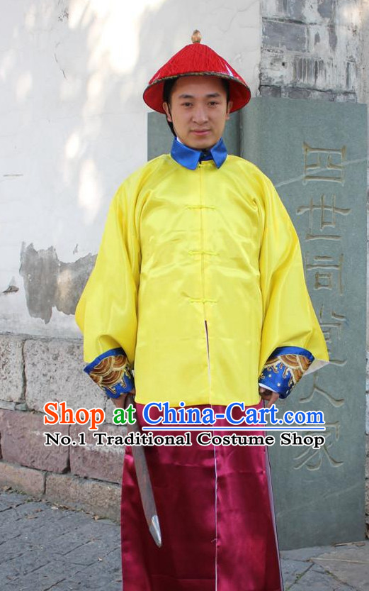 Chinese Ancient Emperor's Bodyguard Costumes and Hat Complete Set for Men