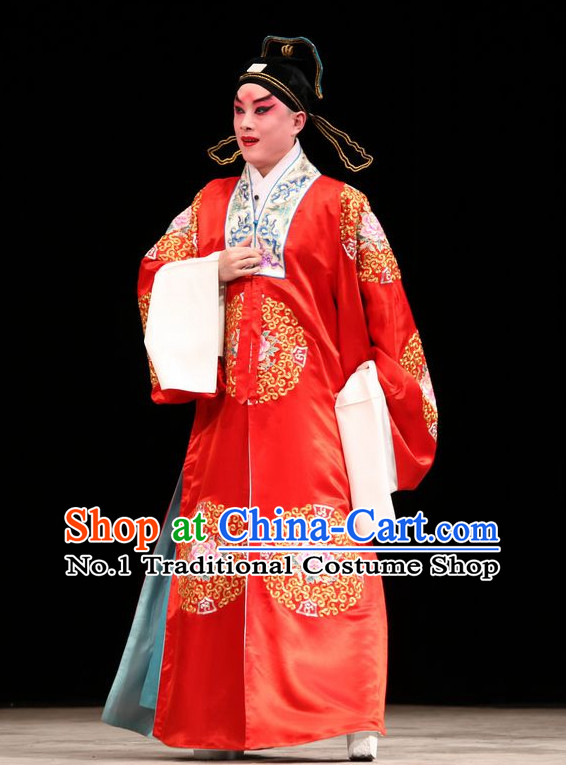 Chinese Traditonal Beijing Opera Bridegroom Wedding Dress and Hair Accessories Complete Set