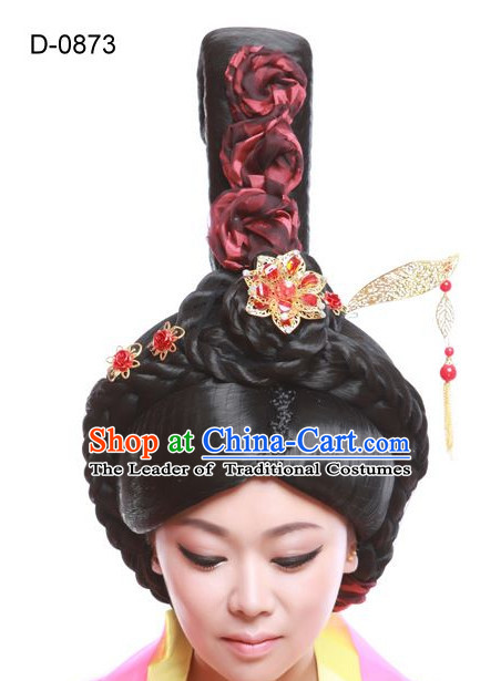 Chinese Ancient Queen Hair extensions Wigs Fascinators Toupee Hair Pieces Long Wigs and Accessories for Women